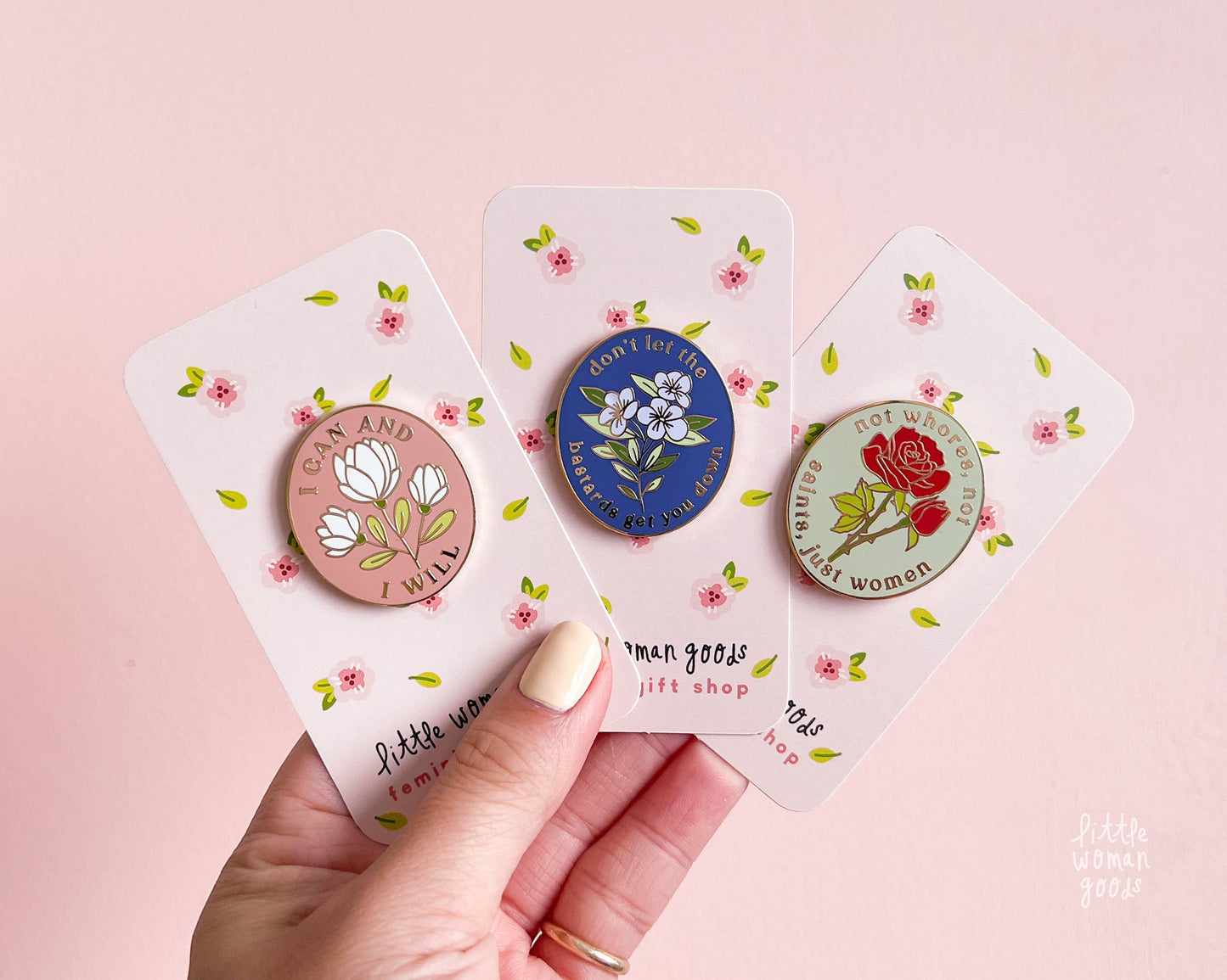 I Can & I Will Enamel Pin- Empowering Pink Floral Feminist