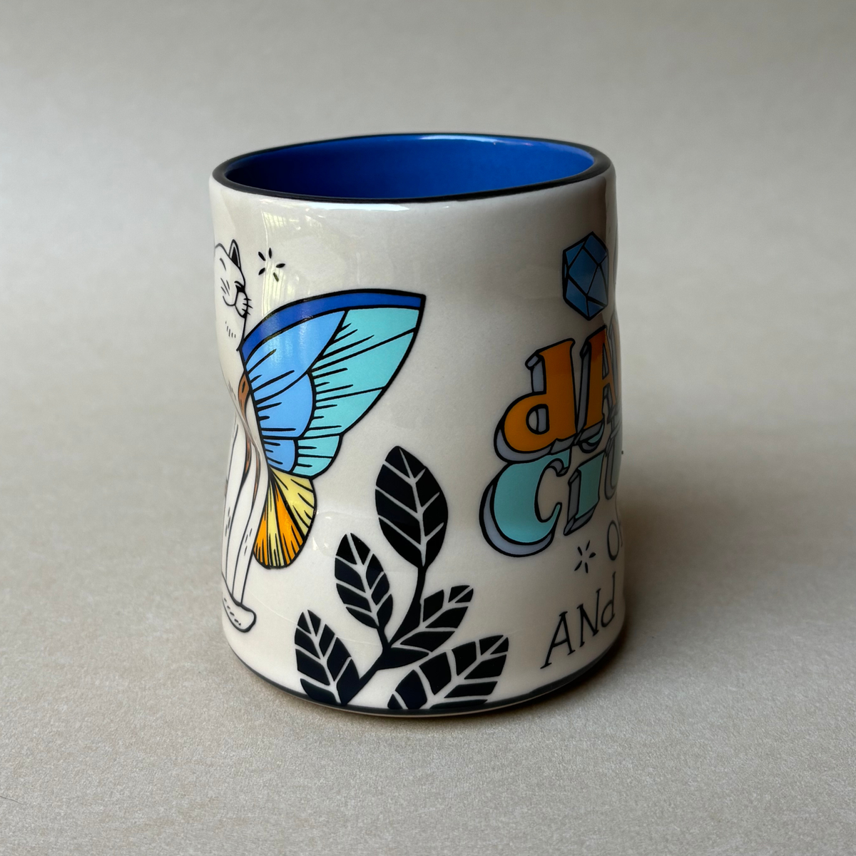 Sun Dappled Cat Spark Cup - Large Ceramic Christmas Holiday