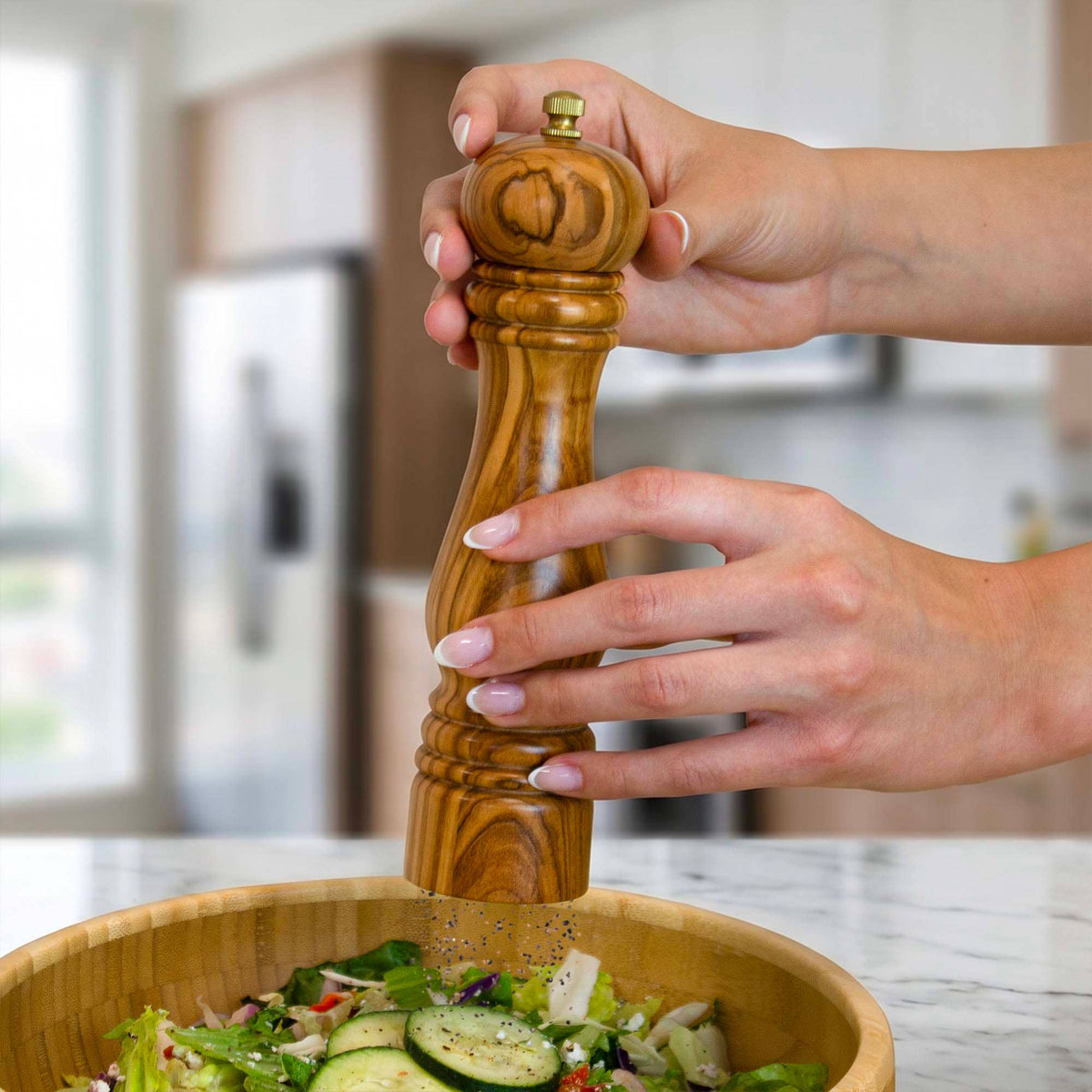 Rock & Branch® Olive Wood Refillable Pepper Grinder, 8-1/4"