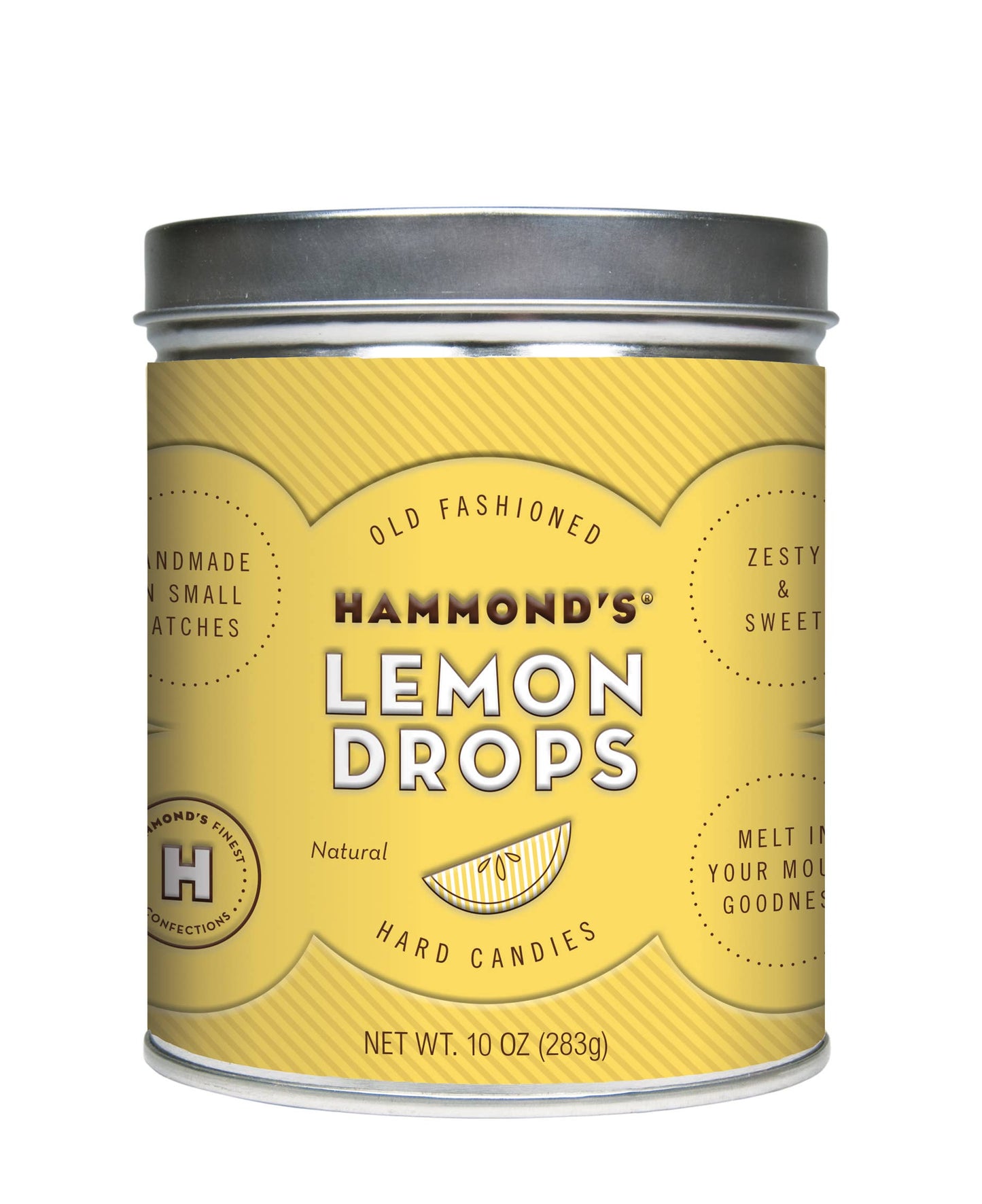 Old-Fashioned Pantry Candy - Natural Lemon Drops - 10 oz Tin