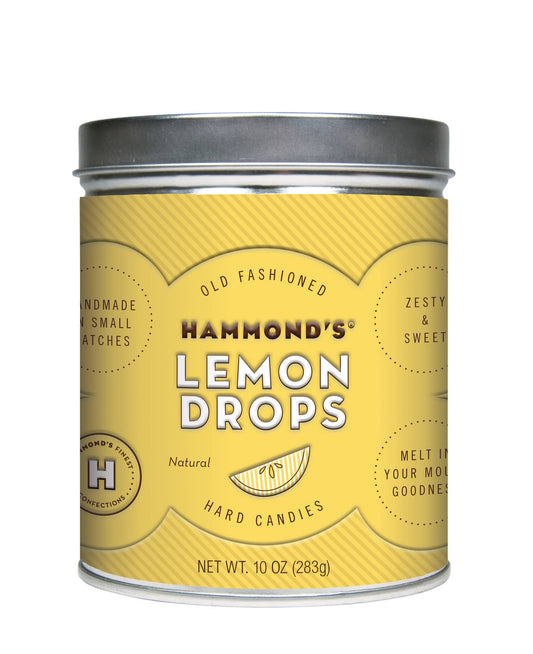 Old-Fashioned Pantry Candy - Natural Lemon Drops - 10 oz Tin