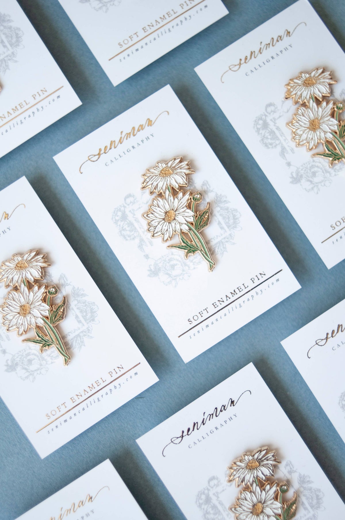 White Daisy Gold Soft Enamel Pin