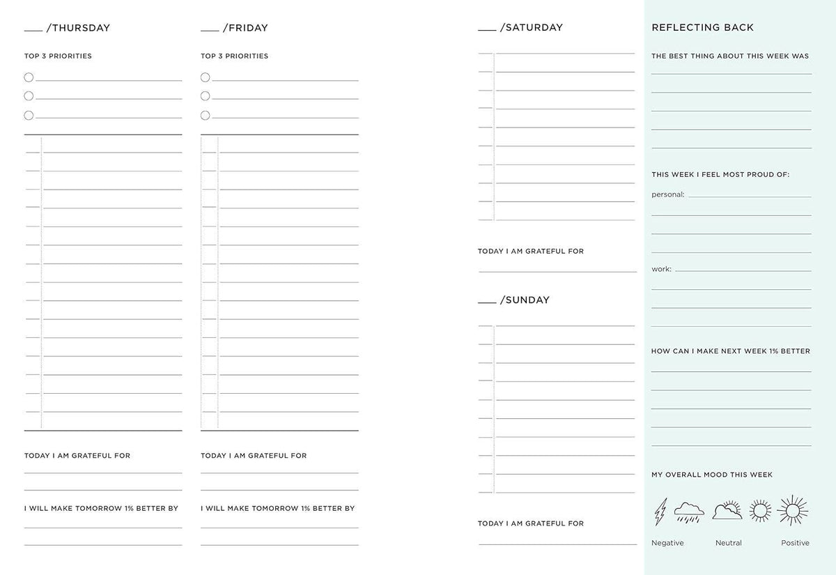52 Lists Planner Undated 12-month Monthly/Weekly Spiralbound