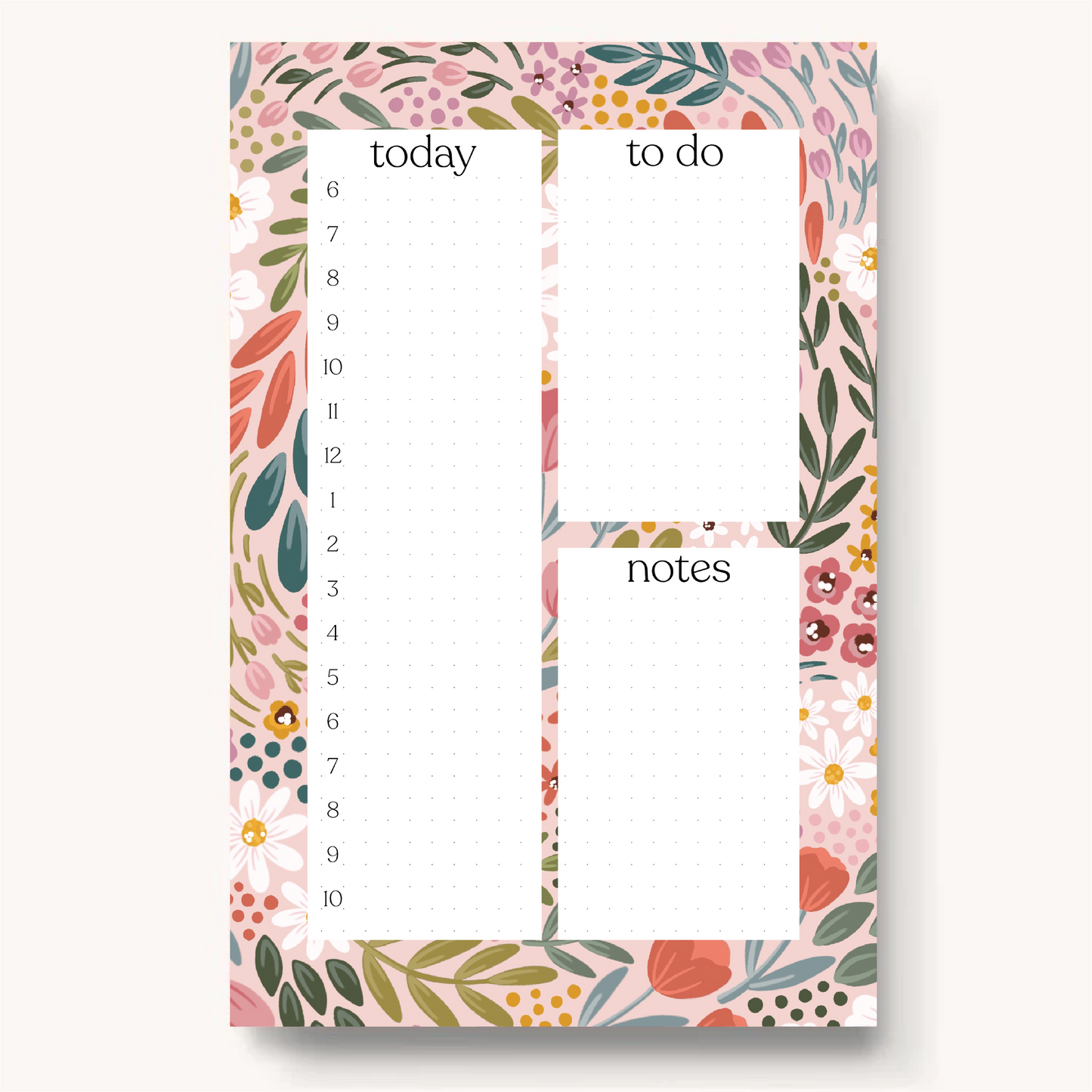 Floral Daily Planner Notepad