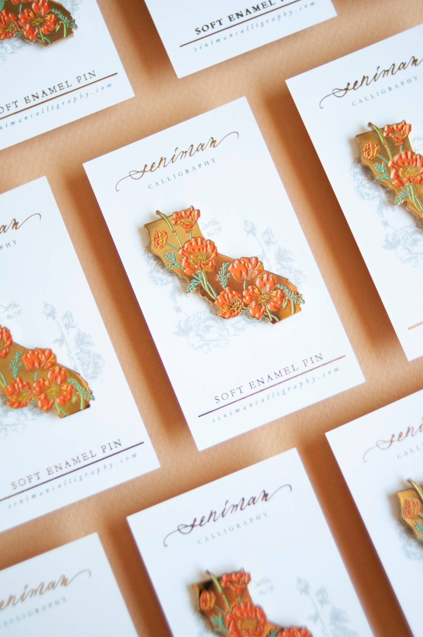 California Poppy Gold Enamel Pin