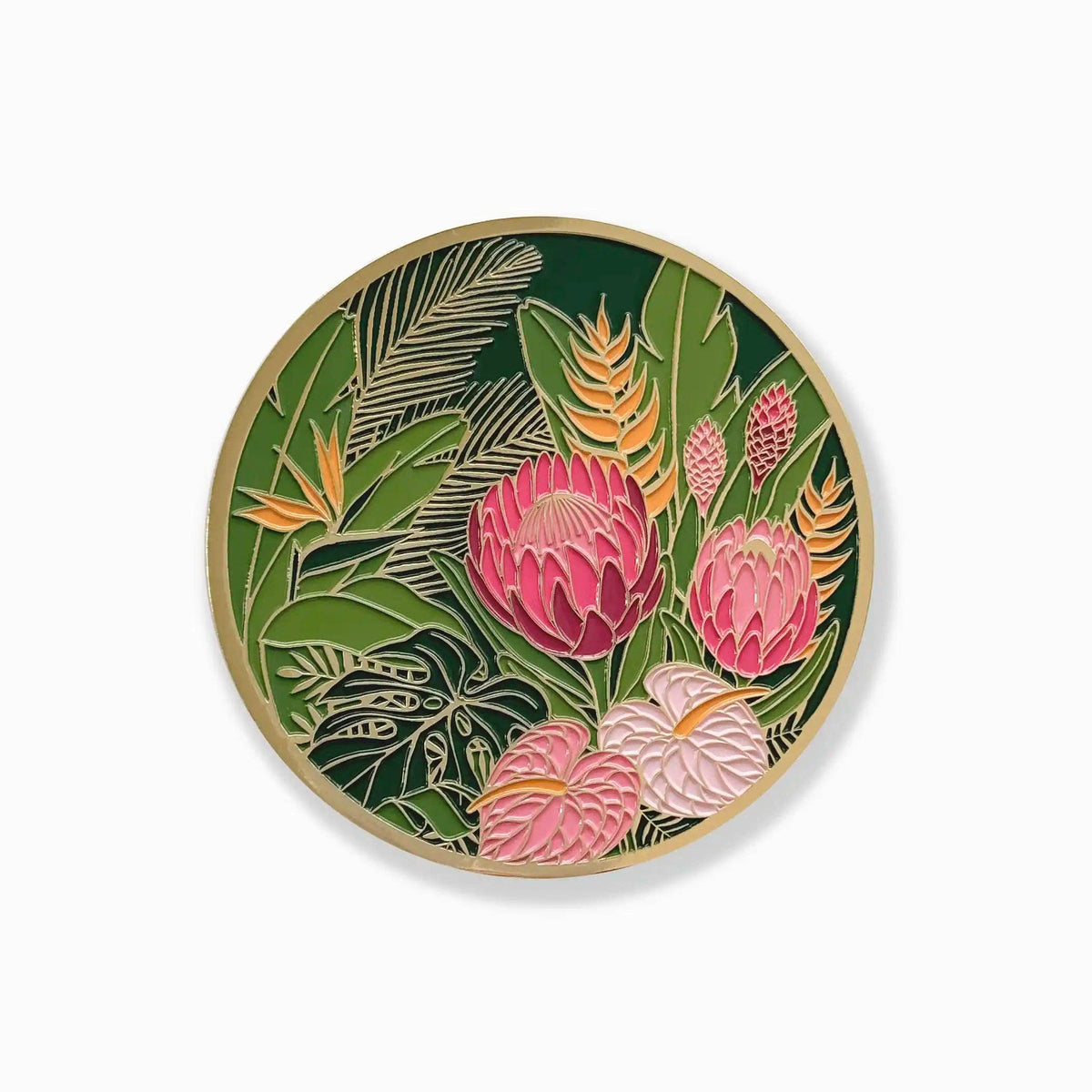 Tropical Floral Gold Drink Coasters | Hostess Gifts