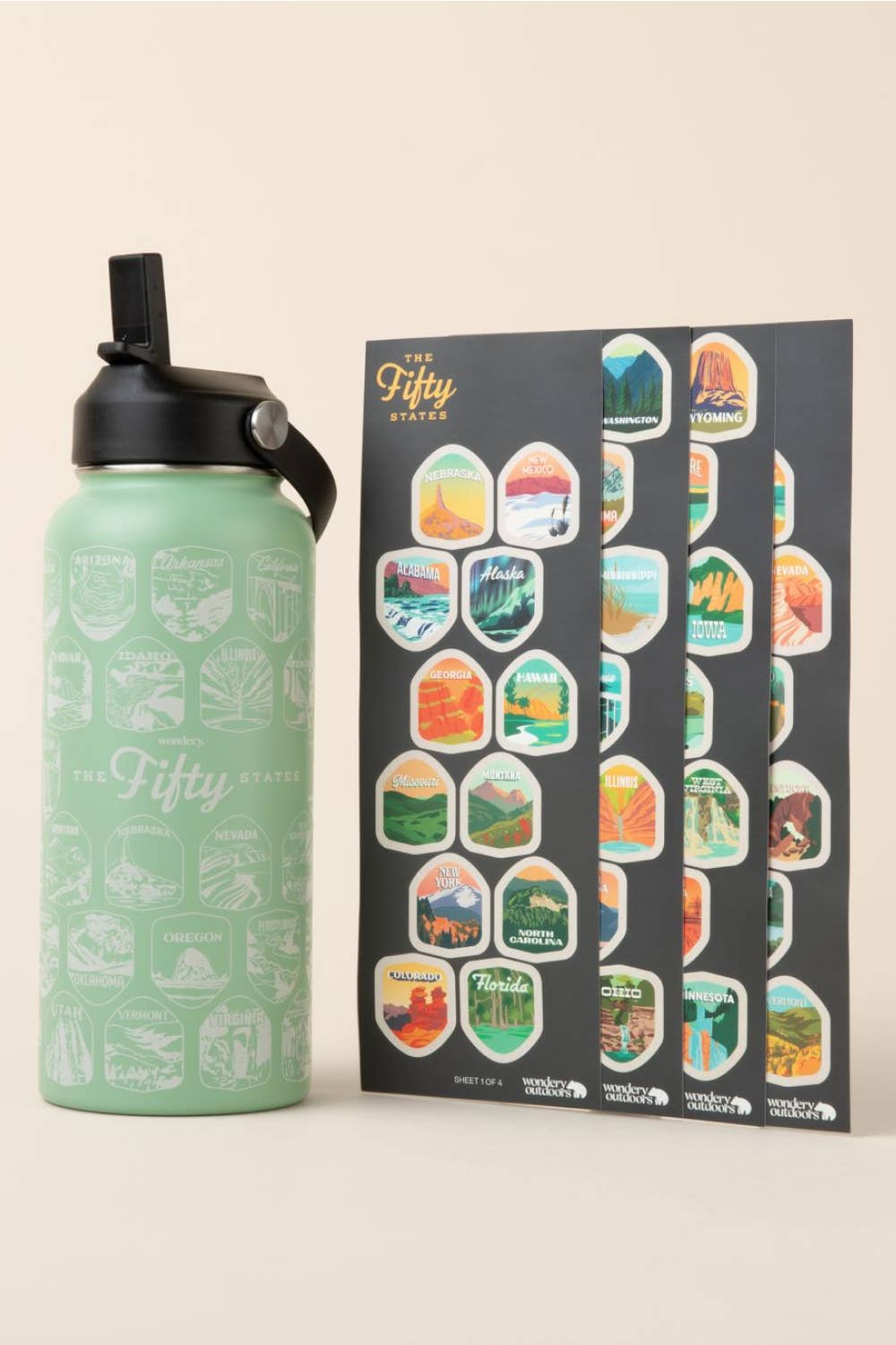 Fifty States Bucket List Bottle - Adventure Bucket List - 32oz Bottle