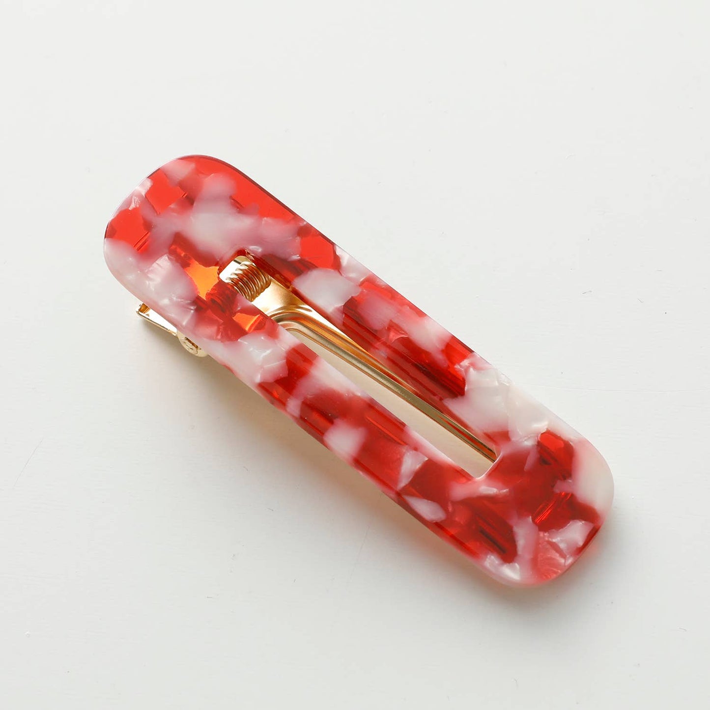Red Printed Barrette Hair Clip