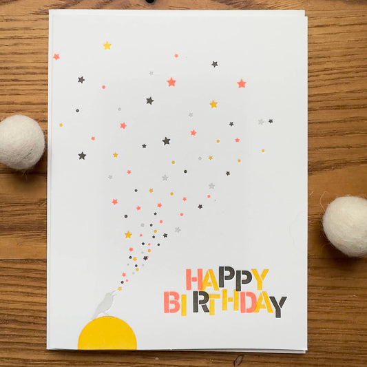 Happy Birthday Letterpress Card with Bird