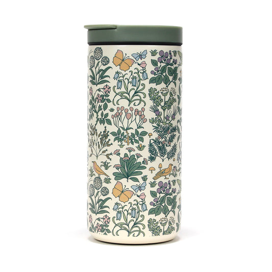 Vintage Botanical Travel Tumbler – Floral Birds &