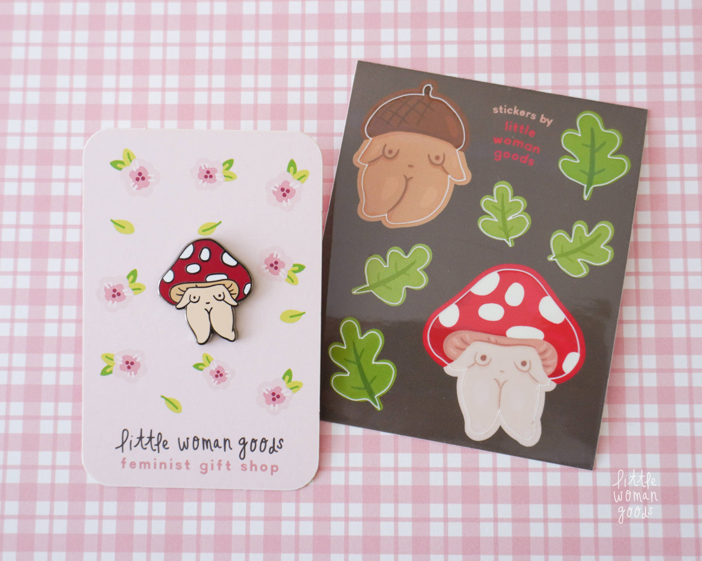 Mushroom Girl Enamel Pin - Cottagecore Forest Feminist Art