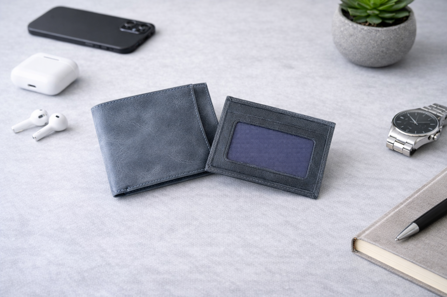 Leather Wallet with Card Holder, Bifold Kangaroo Wallet