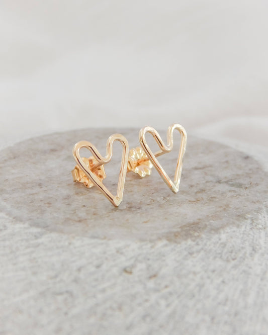 Hammered Heart Stud Earrings