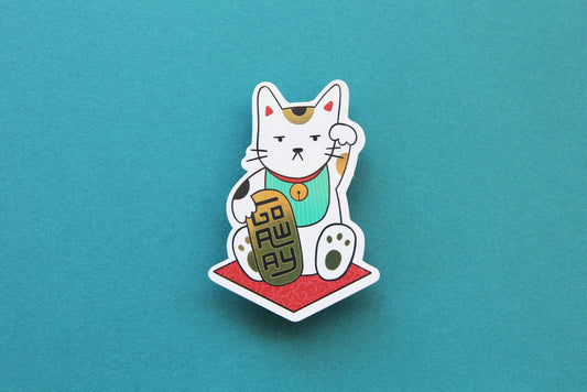 Go Away Maneki Neko Cat Sticker