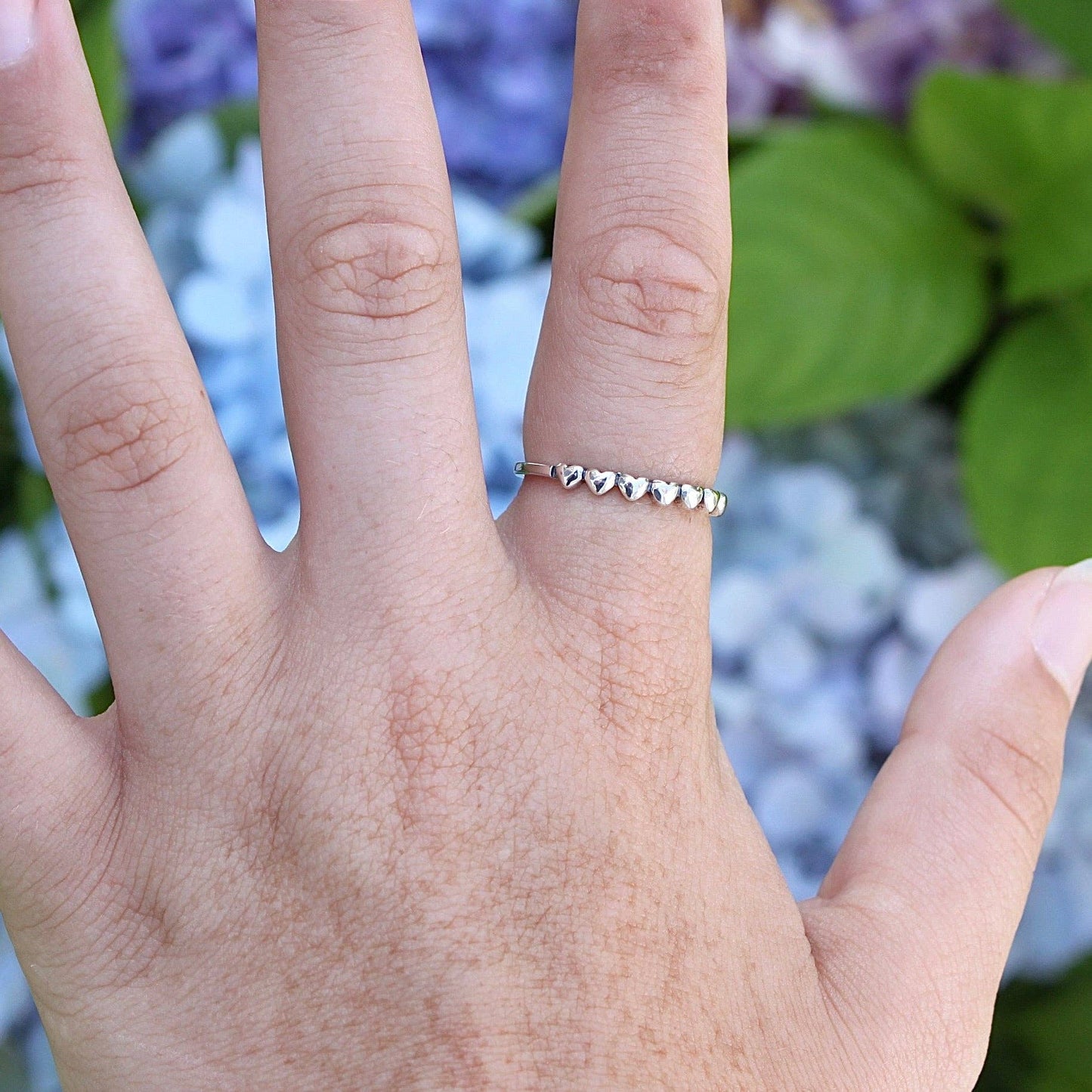7- Hearts Sterling Silver Band/Stacked Ring