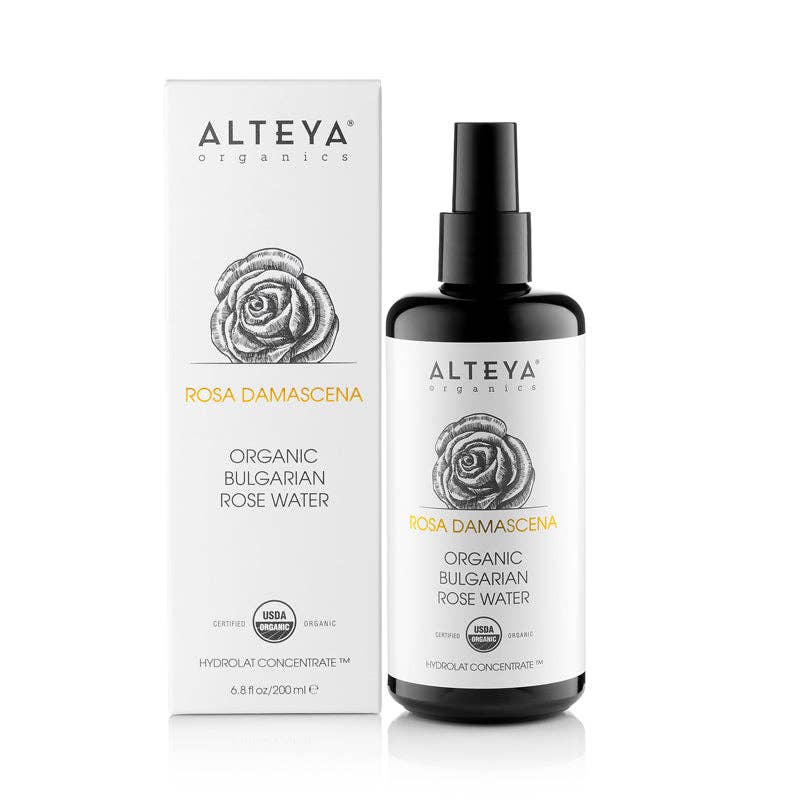 Organic Bulgarian Rose Water 200 ml - Violet Glass
