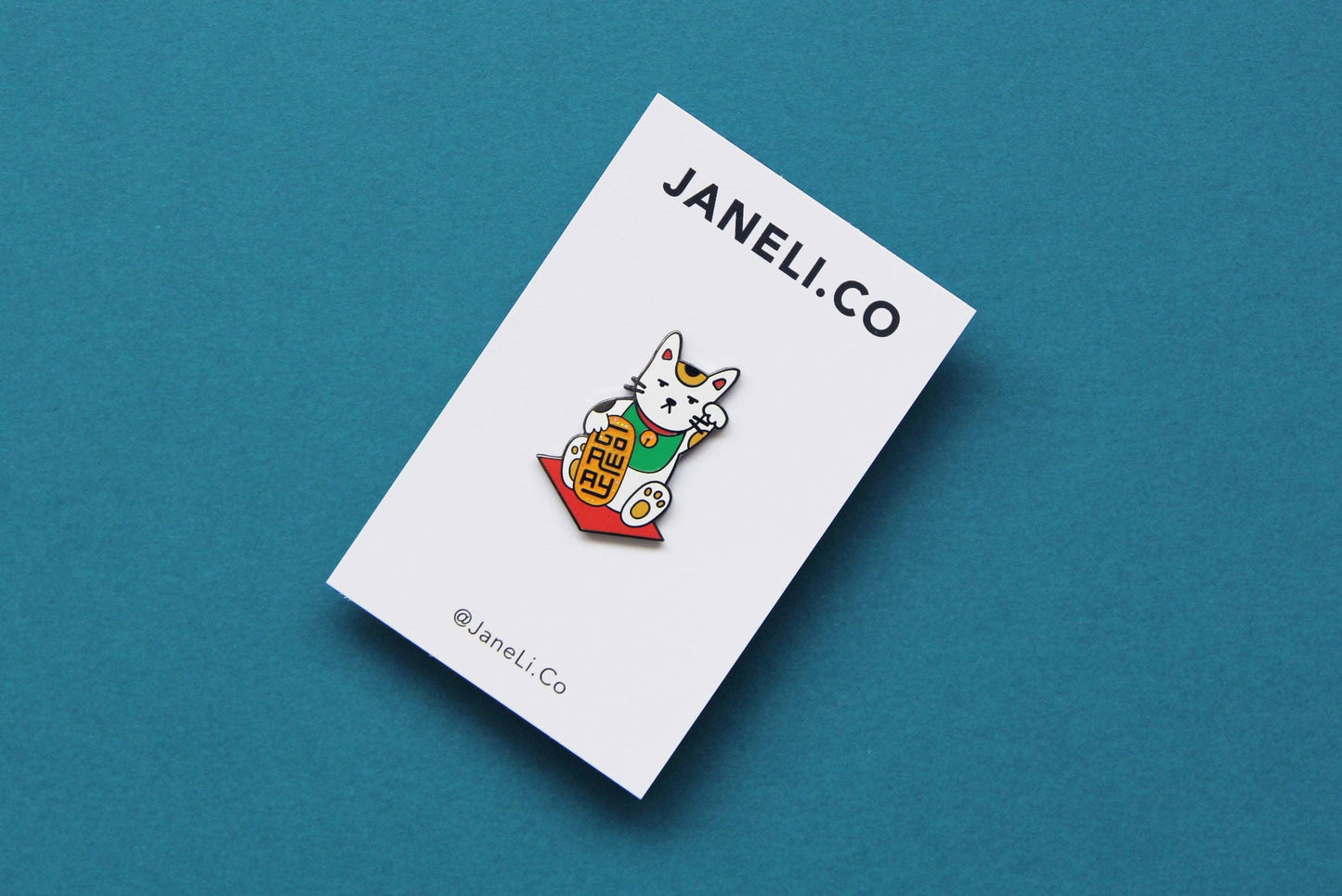 Go Away Maneki Neko Cat Enamel Pin