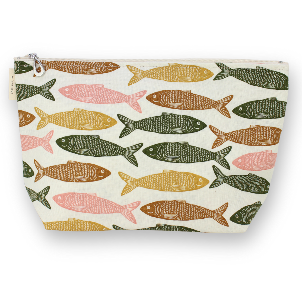 The Large Makeup Bag | Lined Zip Pouch | Cotton