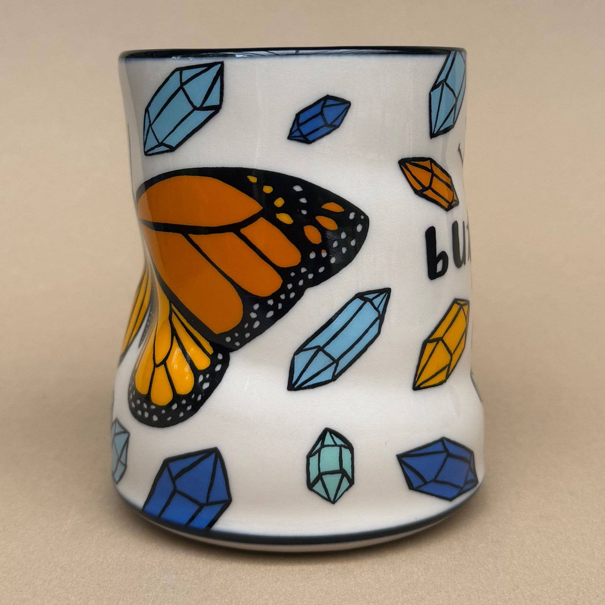 Lucky Butterfly Cup - XLarge Ceramic Mug - 16oz