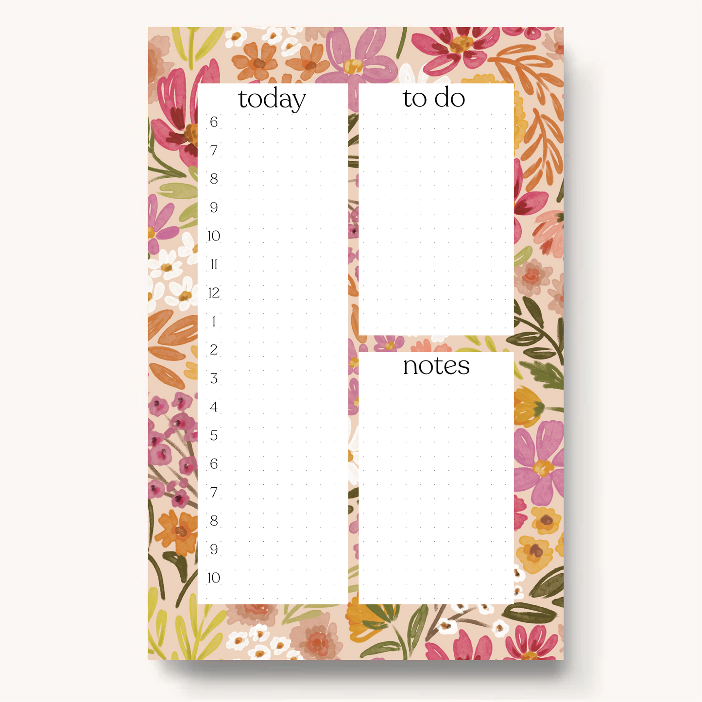 Floral Daily Planner Notepad